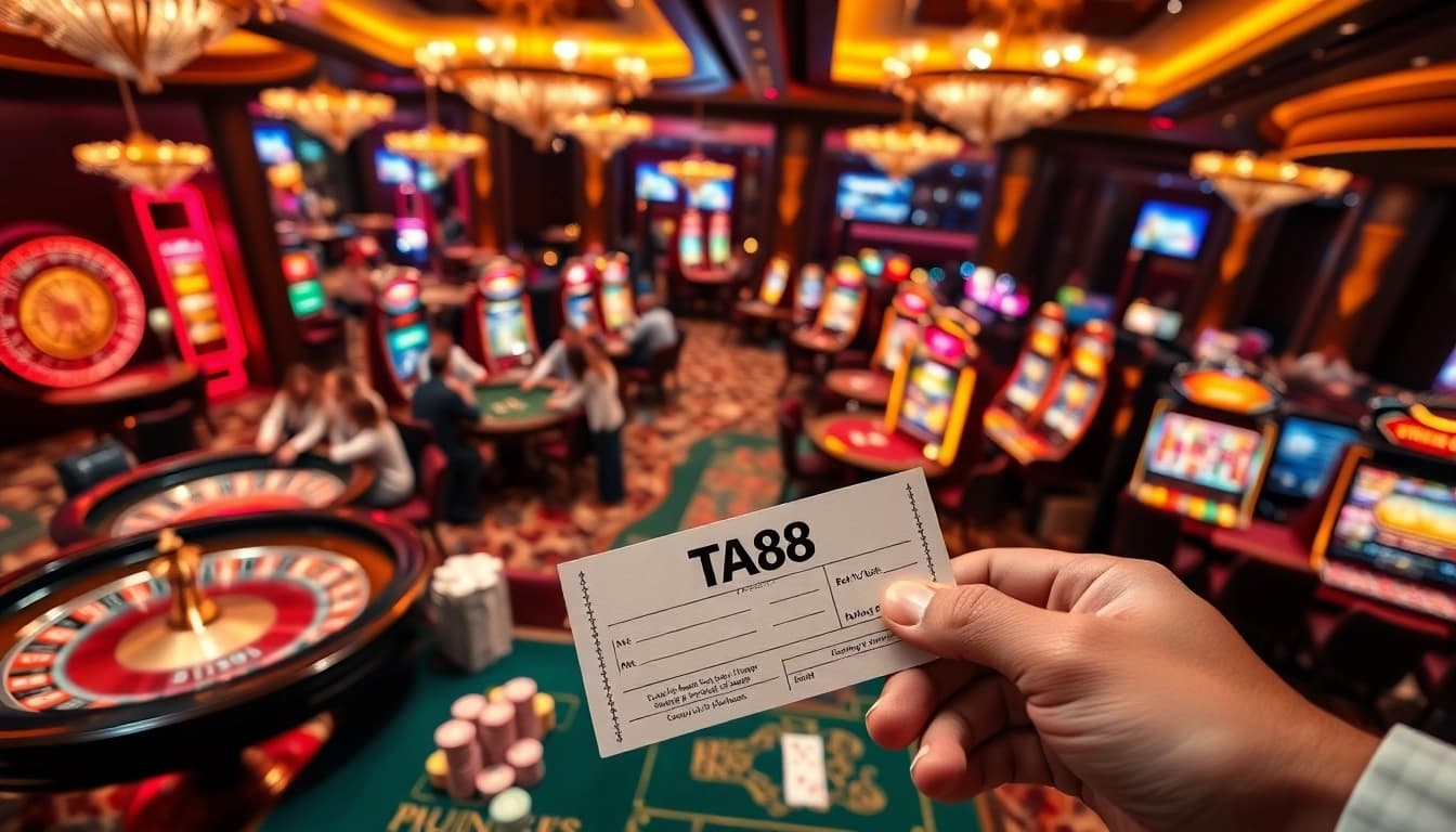 Engage with the TA88 betting slip at a vibrant casino table filled with excitement.