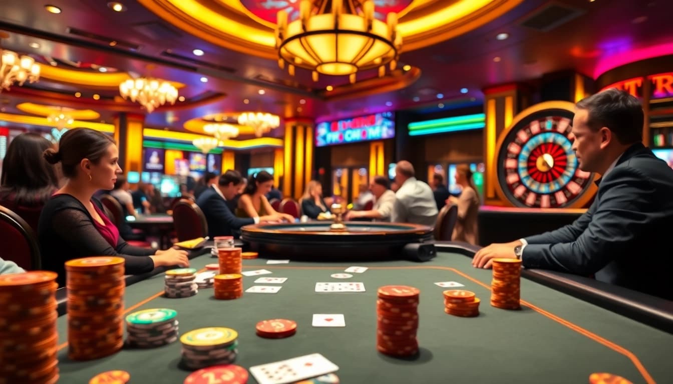 Experience the excitement of P3 Com with engaging poker actions and vibrant casino visuals.