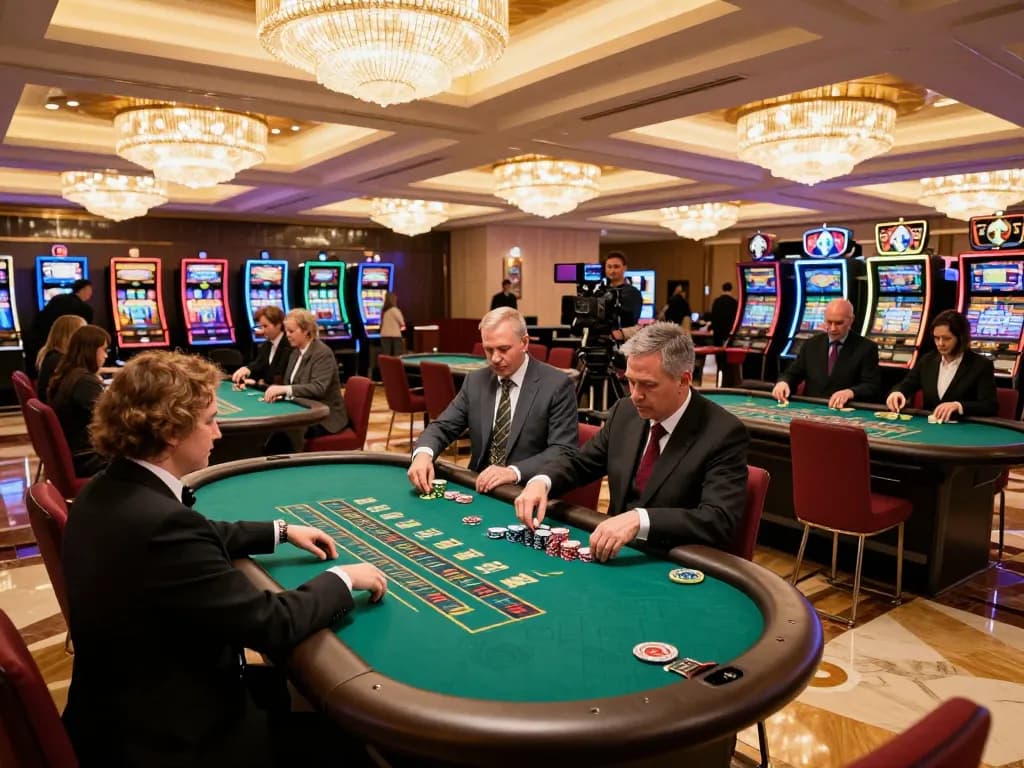 Engaged players enjoying a game of blackjack at MMOO, showcasing vibrant casino atmosphere