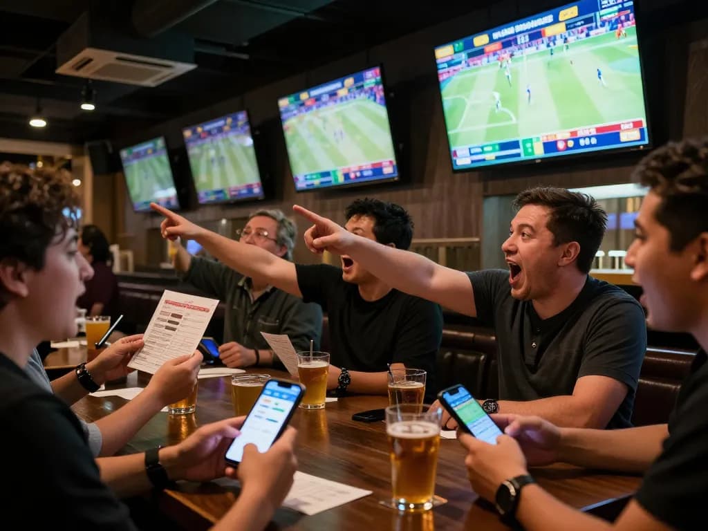 GA88 sports betting scene with fans excitedly engaging and placing bets