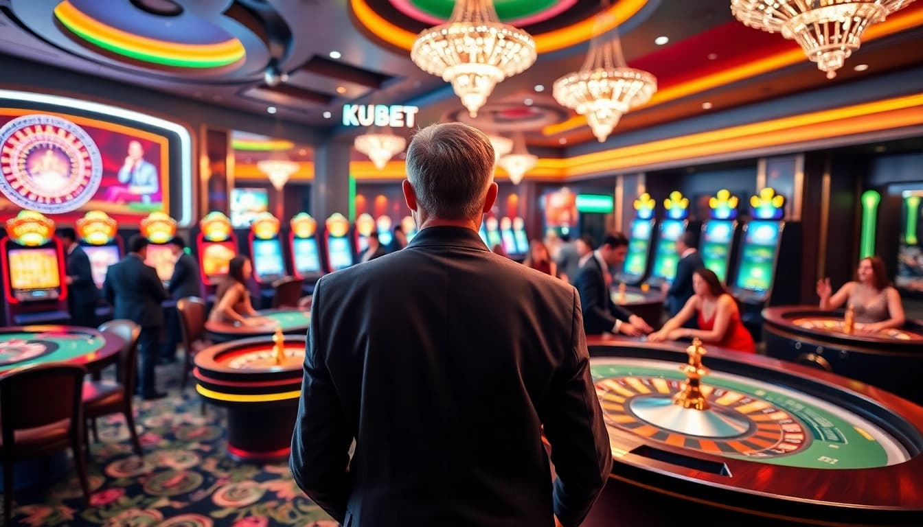 Engaged players enjoying thrilling games at kubet88’s luxurious casino tables.