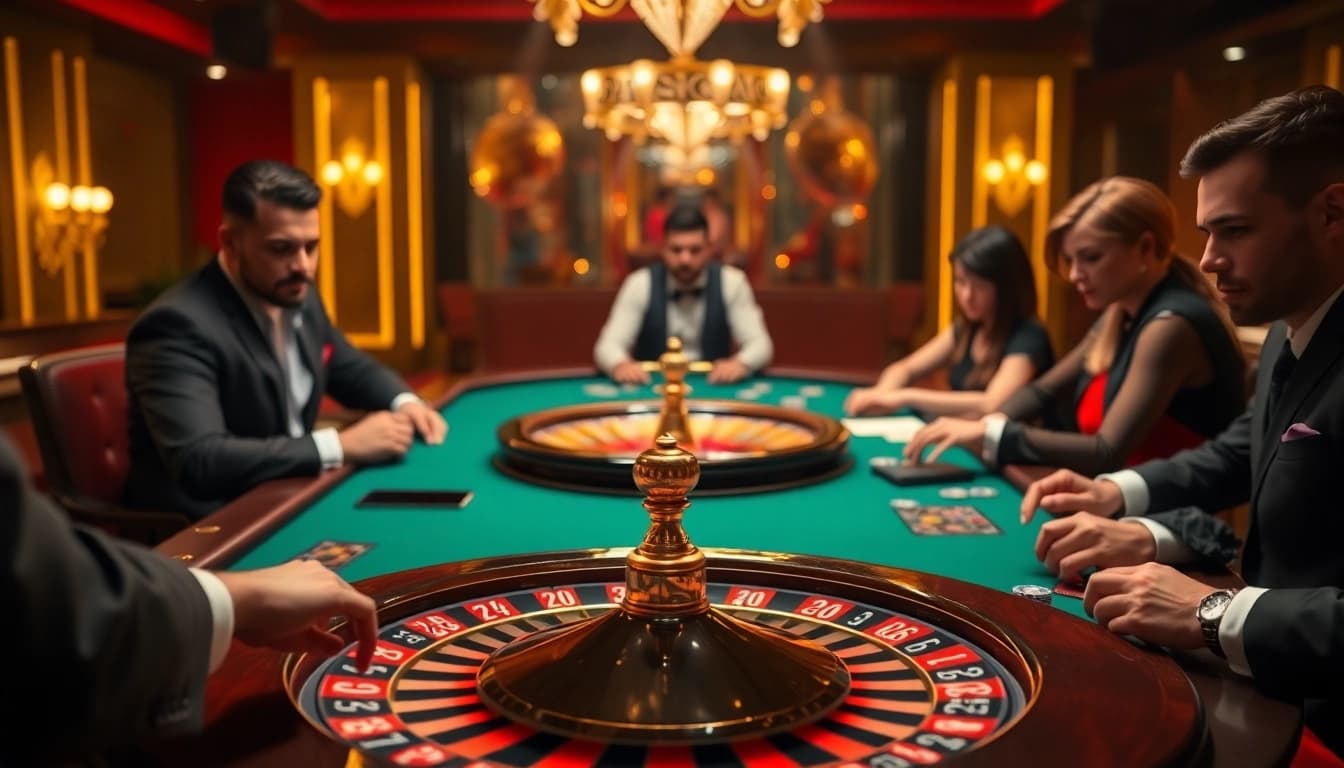 Exciting casino action featuring the link oxbet at a luxurious poker table with chips and cards.