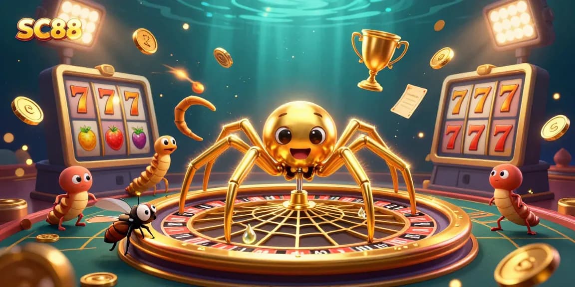 Engage with SC88 through fun betting actions in a lively 3D casino scene featuring characters.