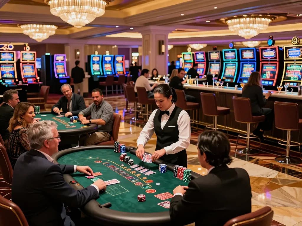Players experiencing exciting gameplay at five88's blackjack tables in a vibrant casino.