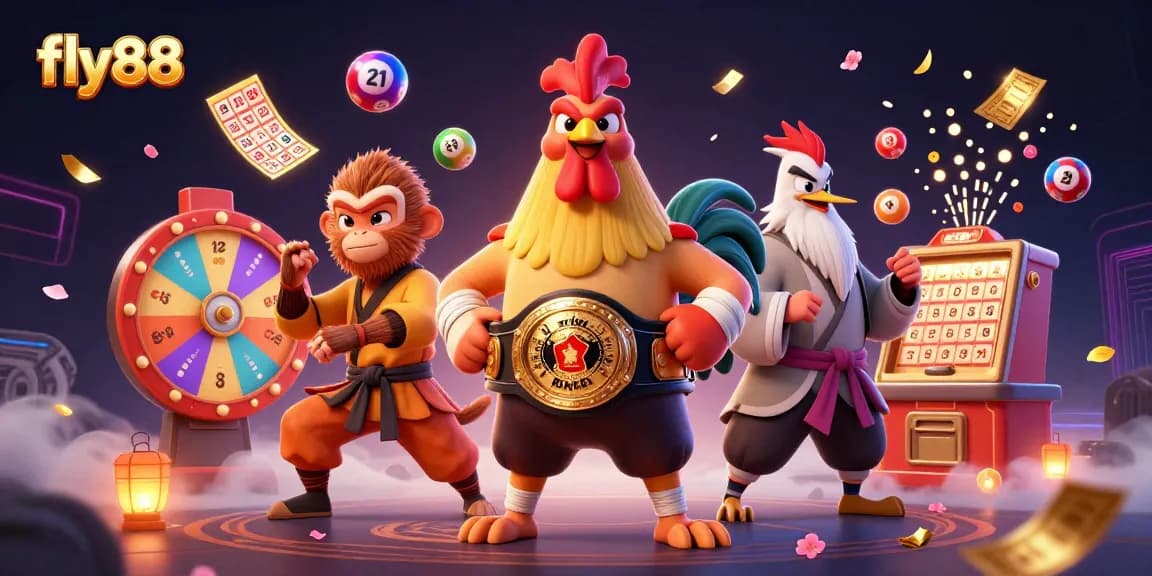 Experience gaming excitement at fly88 with vibrant characters and dynamic casino elements.