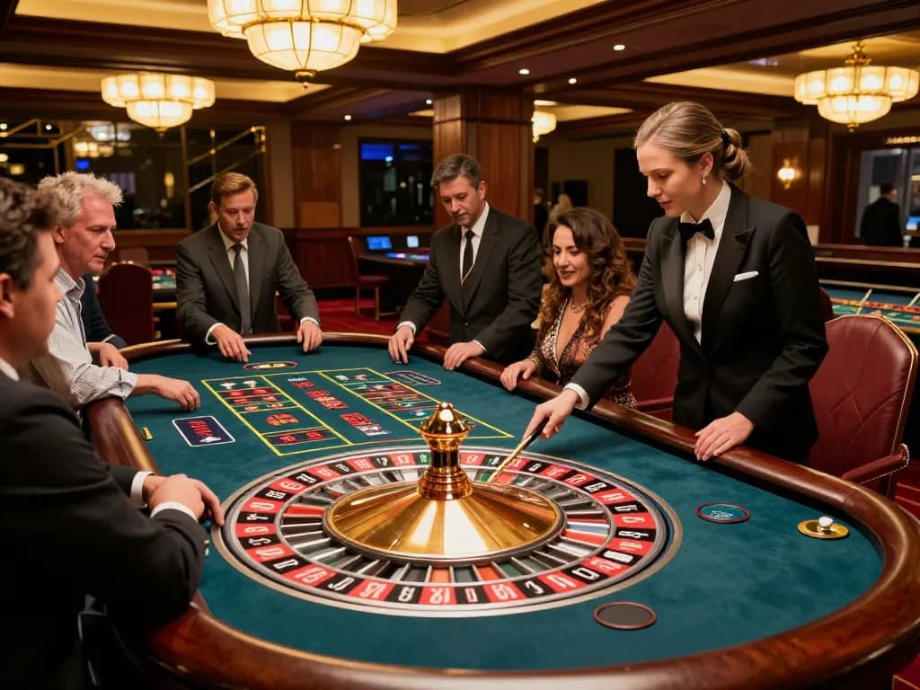 Players engaging in dynamic roulette gameplay at a luxury casino showcasing LUCKY88 excitement