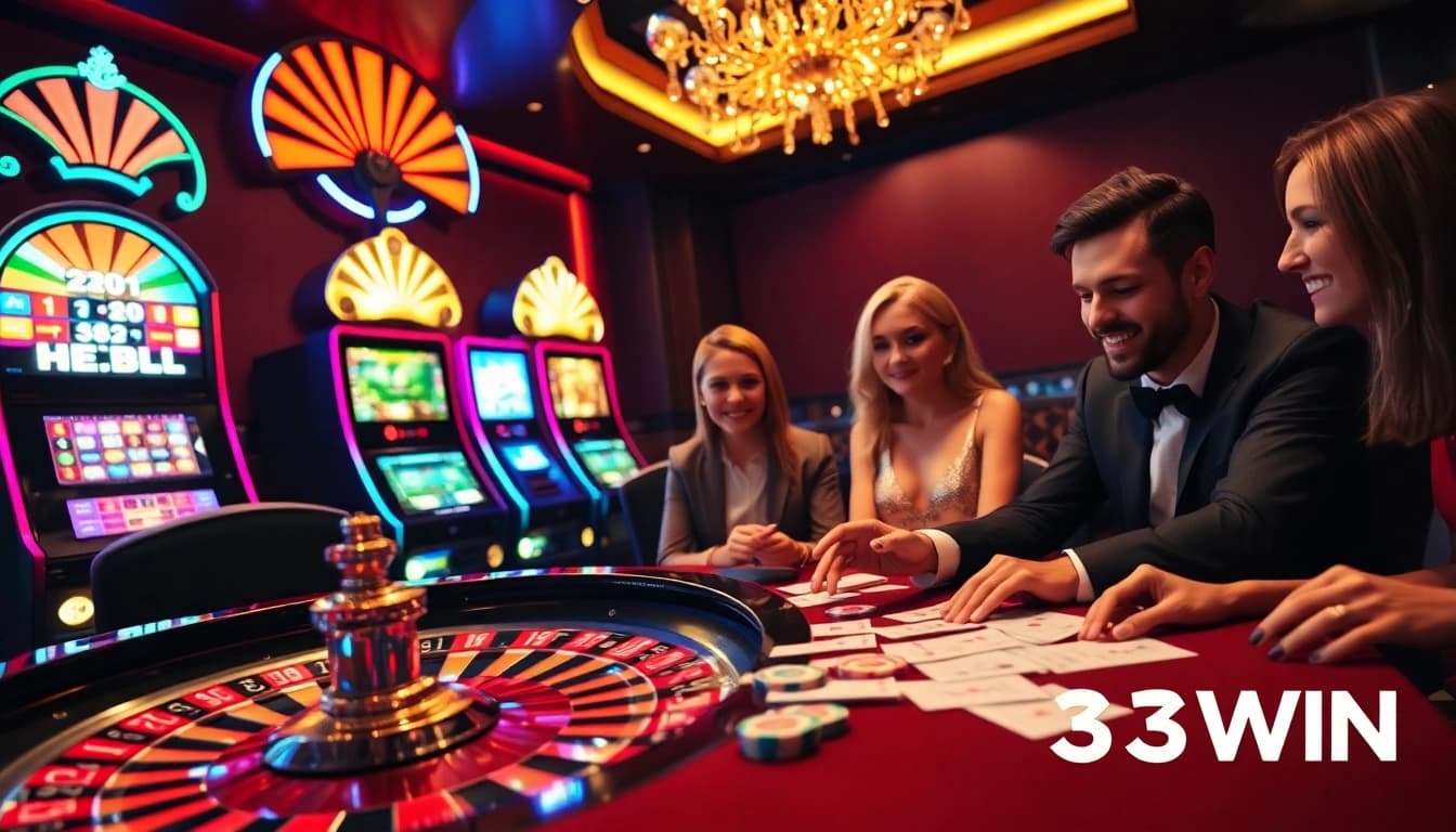 Experience the luxury of online gaming at 33WIN with thrilling roulette and vibrant slot machines.