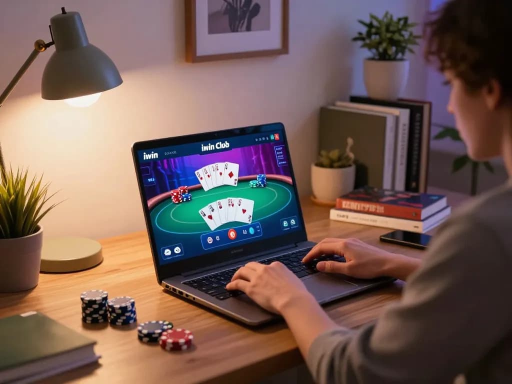 Engaging online poker gameplay on iwin club platform with vibrant screen display.
