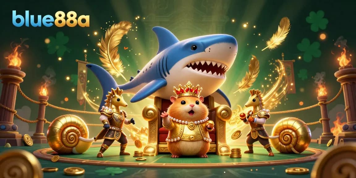 Engage with blue88a and experience thrilling casino games with a stunning golden hamster king!