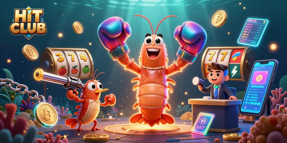 Hit Club showcases exciting slot games with vibrant characters in an action-packed digital scene.