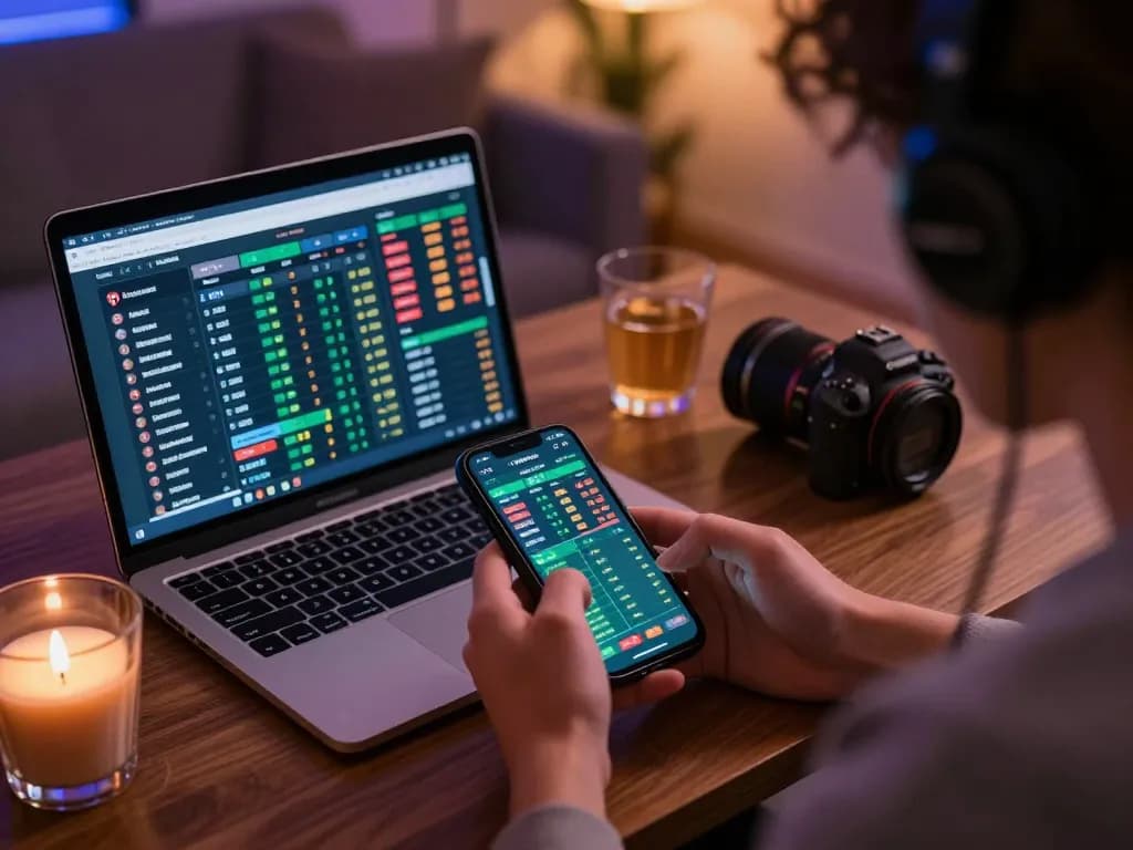 Person engaging in sports betting through FUN88 app on smartphone, showcasing focused game strategy.