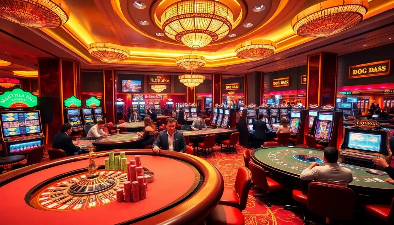 Experience the thrilling gaming atmosphere of iq88 with vibrant casino tables and engaging players.