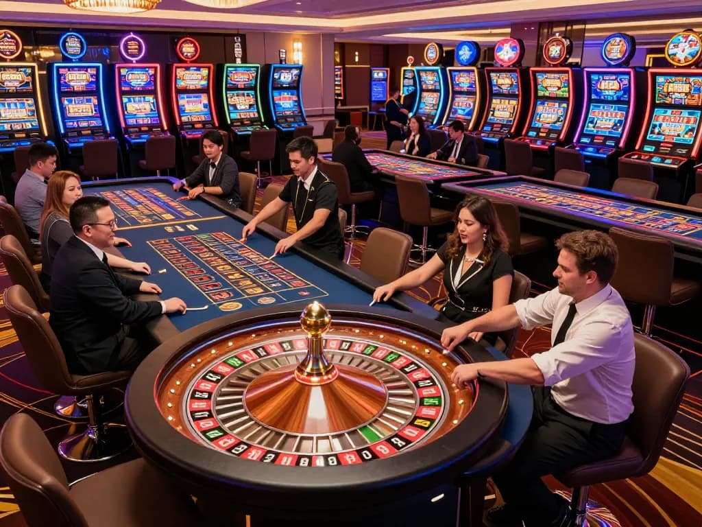 Players engaging at the tr88 roulette table, creating an exciting casino atmosphere.