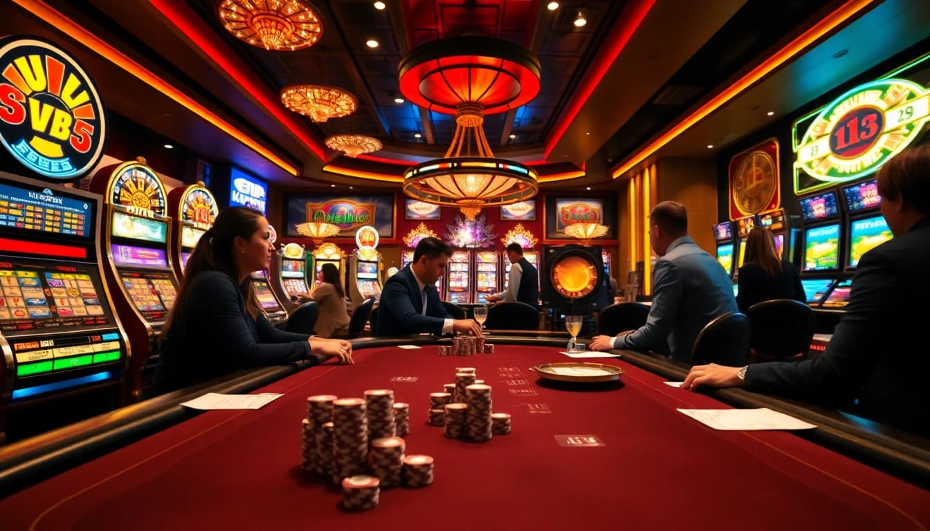 Experience the thrill at https://vb88.channel/ with vibrant poker players and bustling casino activities.
