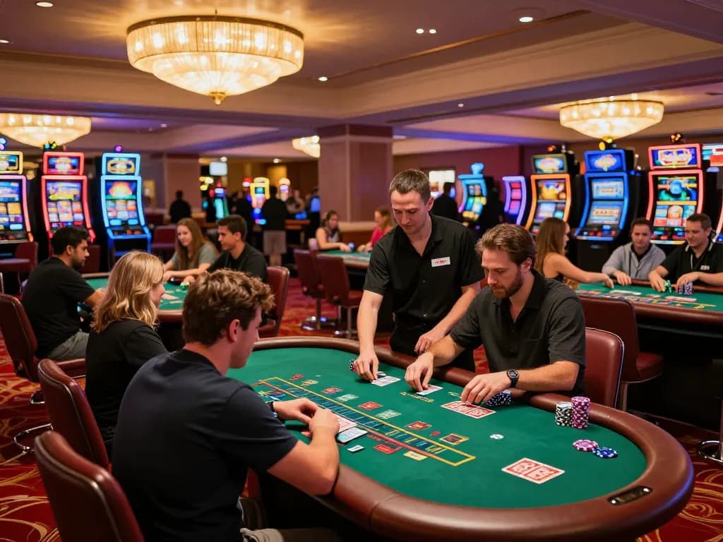 Engage in dynamic gameplay at LINK MI88's upscale casino, featuring vibrant tables and exciting atmosphere.