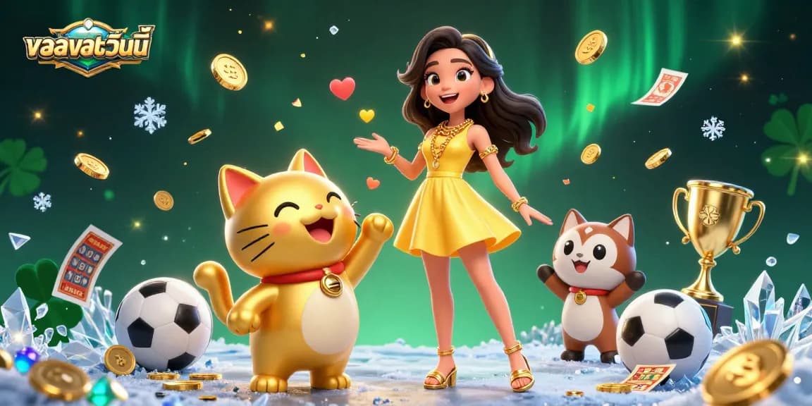 Track the live scores with ผลบอลวันนี้ in this vibrant sports betting 3D illustration featuring exciting character interactions.