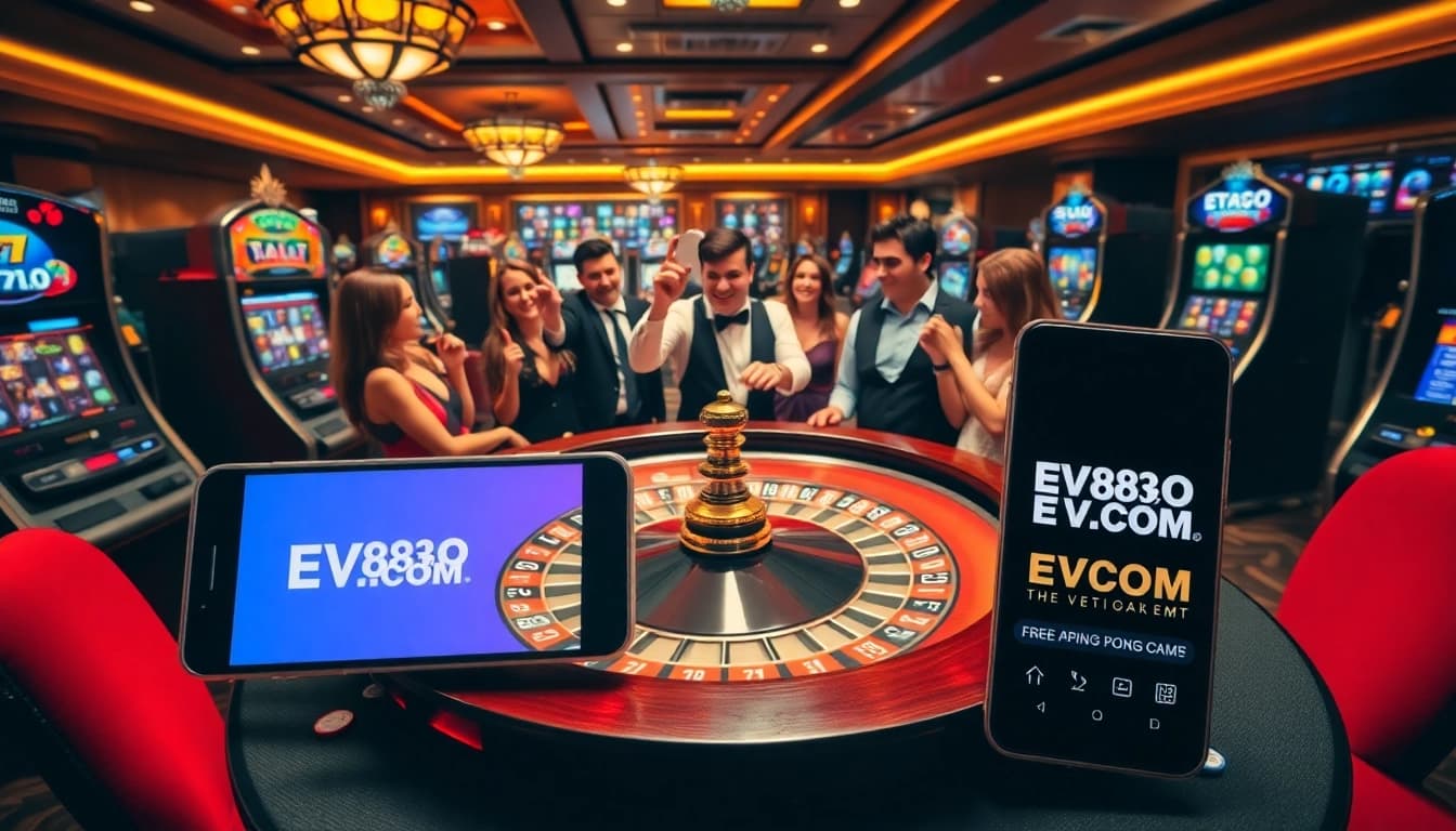 Experience the thrill of online gambling with EV88.COM in a luxurious casino atmosphere.
