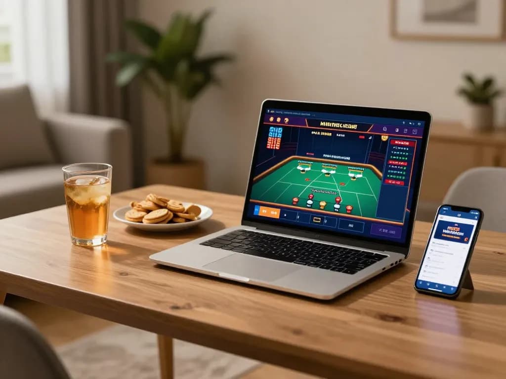 Engaging gameplay experience on mm88 com displayed on a stylish laptop in a cozy home office.