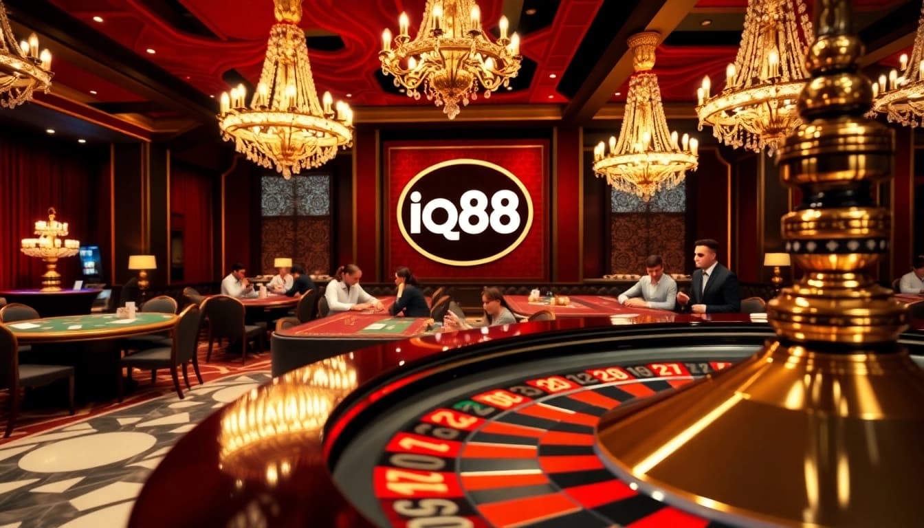 Enjoying a dynamic gaming experience at iq88’s luxurious casino with exciting poker action.