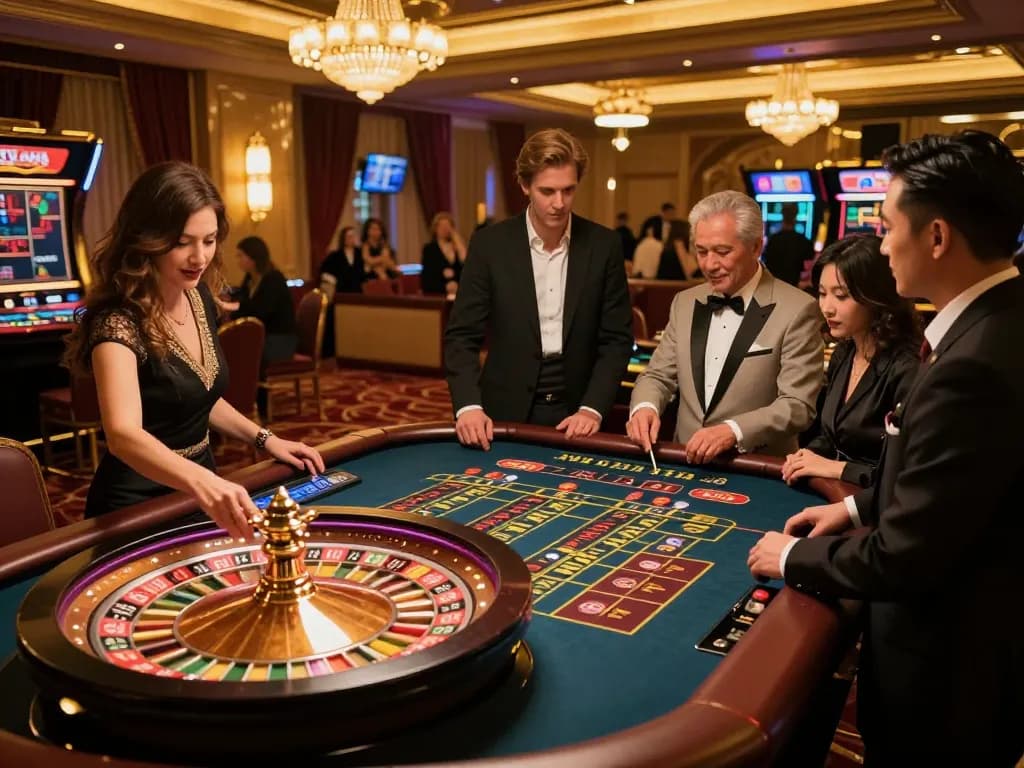 CM88 players experiencing the thrill of roulette in a luxurious casino setting.