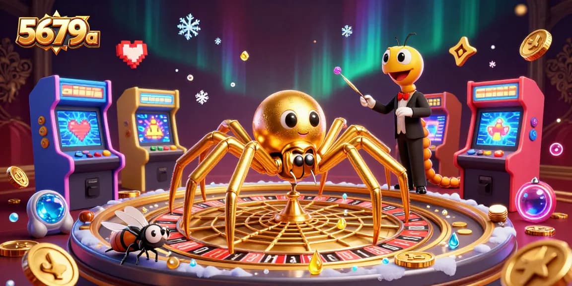 Place bets at the exciting 5679a casino with a golden spider and interactive scenes.