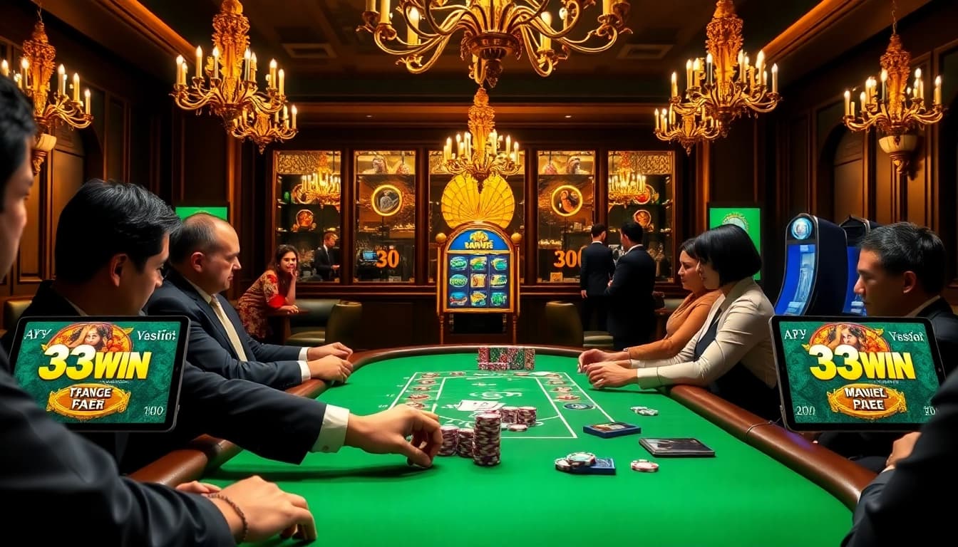 Experience the thrill of casino gaming with tải game 33win showcased in a vibrant, luxurious setting.