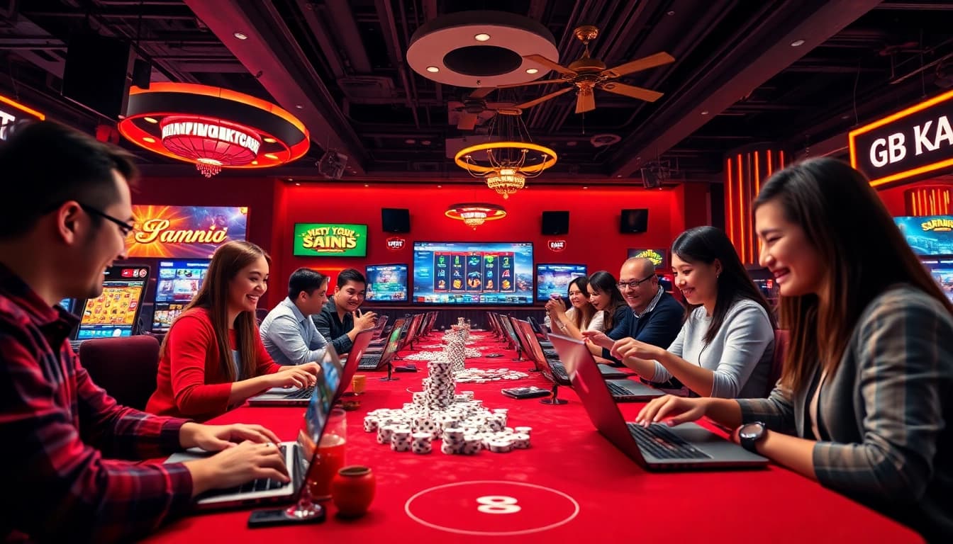Nhatvip online gaming experience with diverse players enjoying exciting casino games.