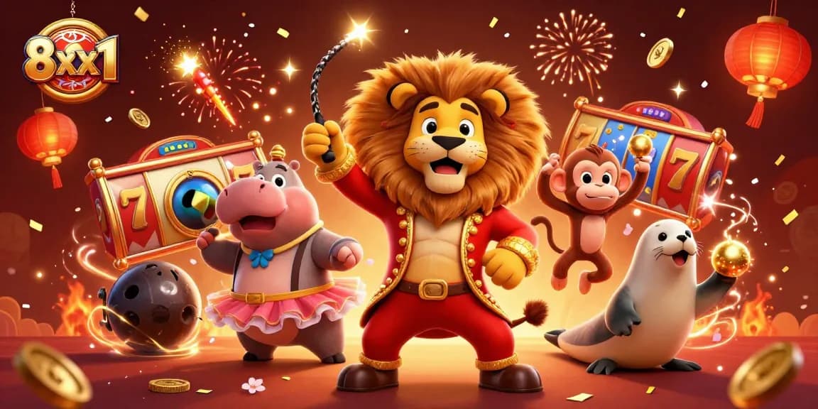 Celebrate jackpots with exciting 8xx1 casino illustration featuring dynamic characters and rich gaming elements.