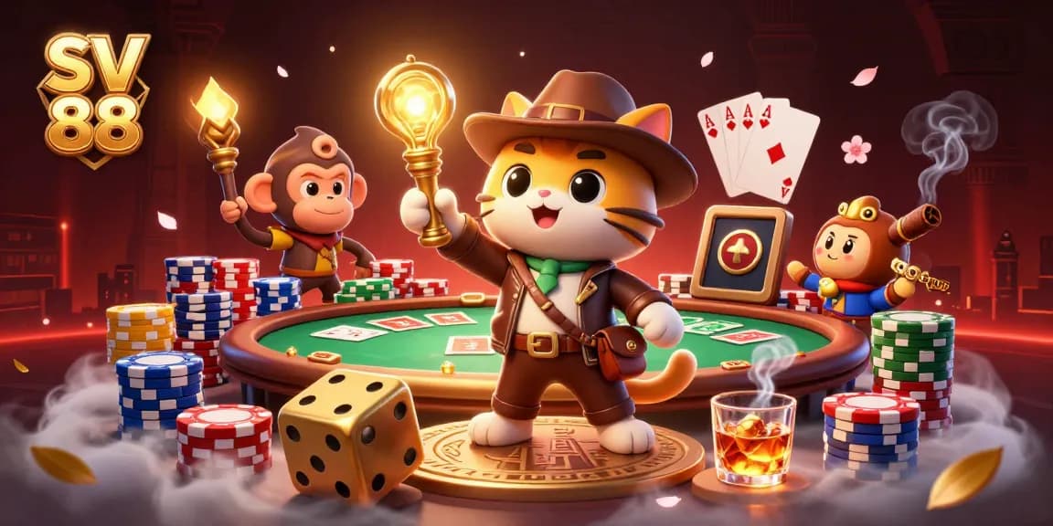Engage in thrilling gaming with SV 88 as an explorer cat discovers rich casino treasures.