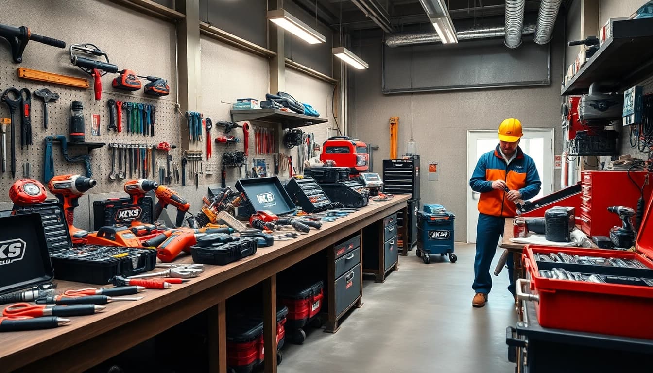 Showcase of KS tools in a modern workshop, highlighting quality and reliability.