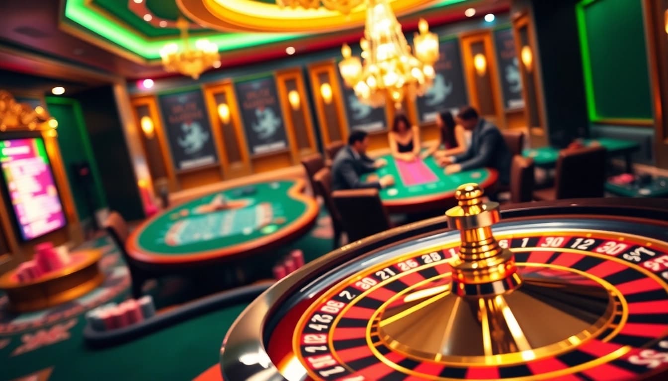 Engage with the thrilling online gambling experience at 33win, featuring vibrant casino visuals.