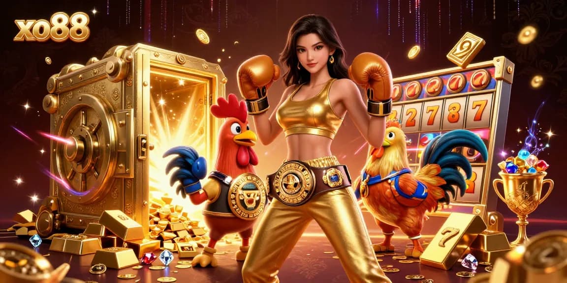 Experience the excitement of xo88 casino with vibrant characters and dazzling treasures in an engaging 3D scene.