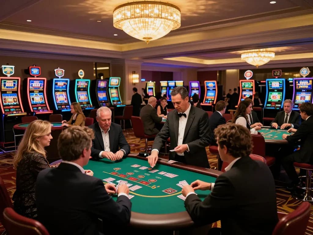 YO88 players engaging in exciting blackjack games at a lively casino floor