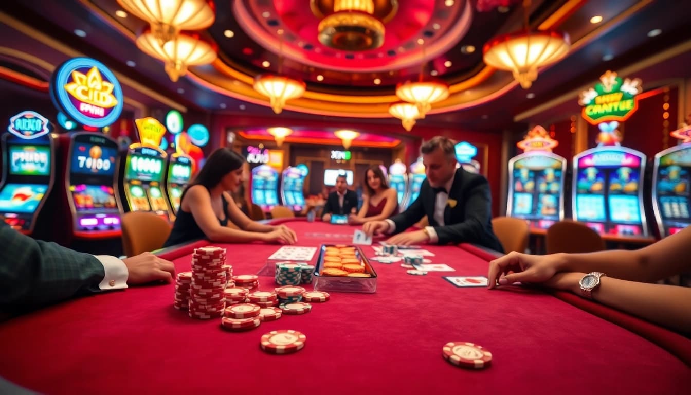 Exciting gameplay at a luxurious casino featuring Link vào xin88 for online betting.