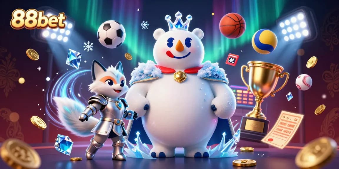 Engage in thrilling sports betting action with 88bet featuring dynamic sports elements and characters.