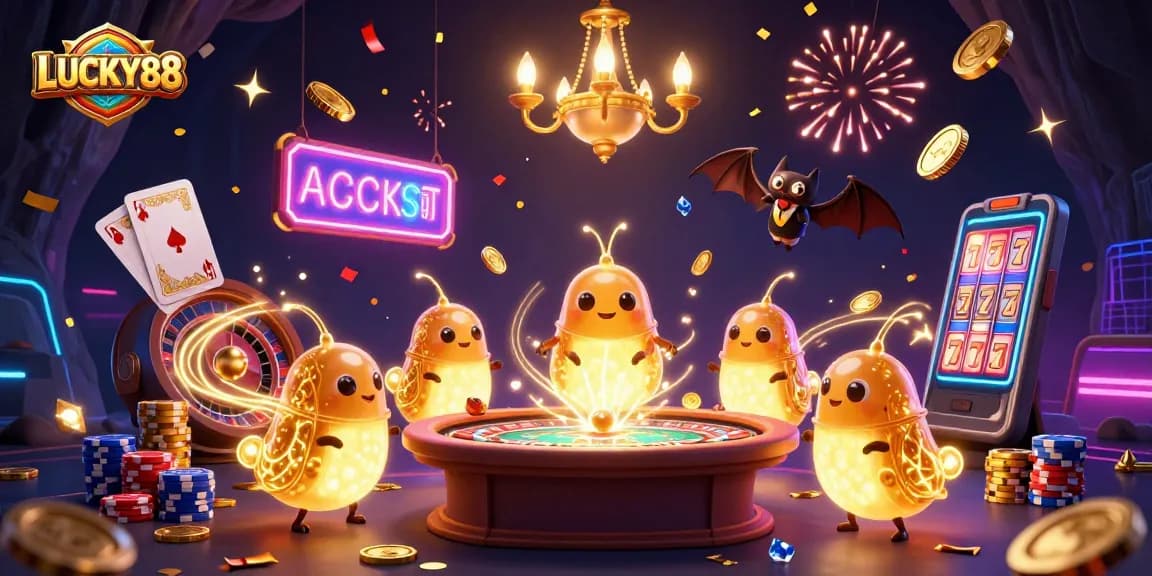 LUCKY88 lights up the cave casino with dynamic elements and glowing characters