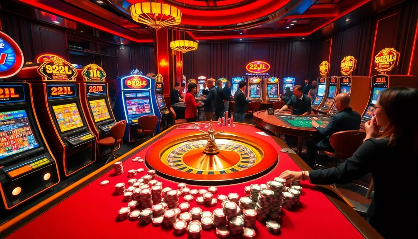 Exciting gameplay at 22JL casino with engaging poker games and vibrant slot machines.