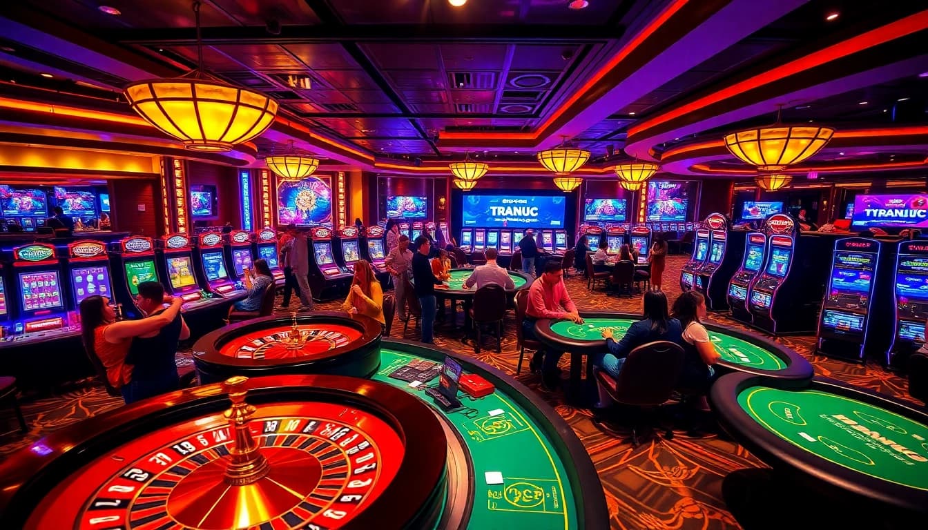 Explore the thrilling atmosphere of gaming at https://tapdoankjc.com/ with vibrant casino elements and engaging players.