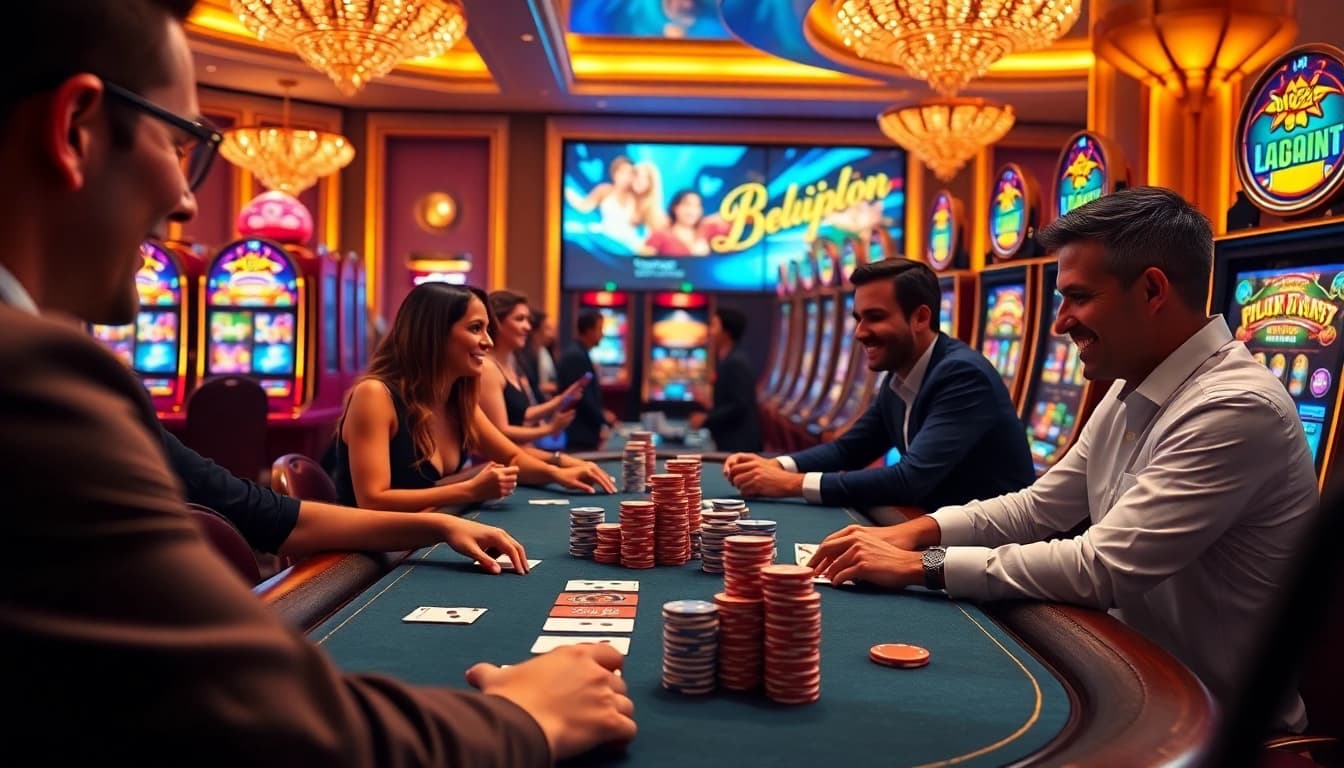 Players enjoying thrilling games at F8bet ventures, a top online gambling platform, showcasing excitement.