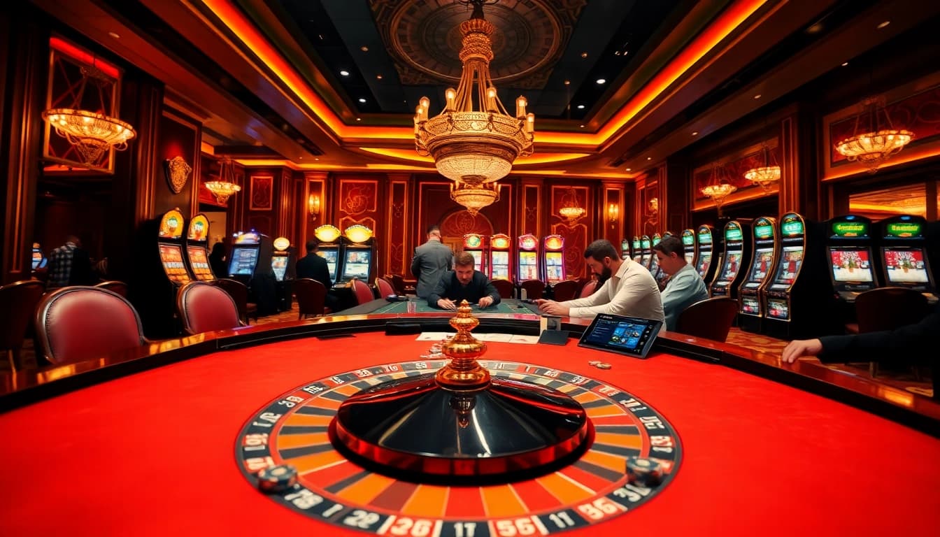 Experience thrilling moments at https://oxbet7.com/ with poker players and roulette action in a luxurious casino.