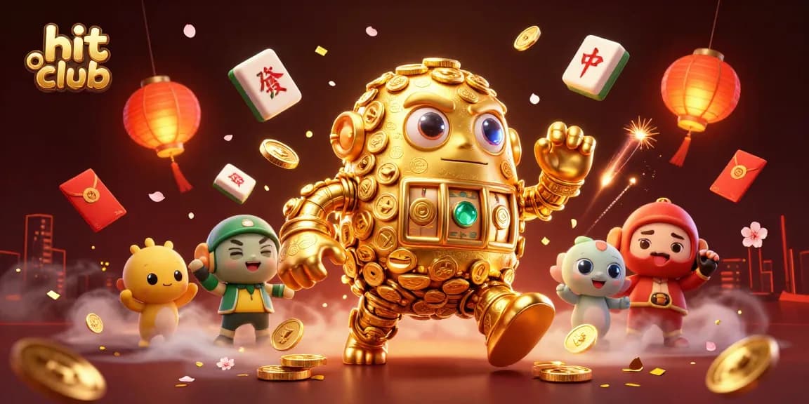 Engage in thrilling casino gameplay at hit club, featuring golden golem amidst festive elements.