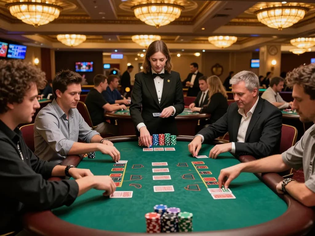 Players strategizing their bets in a lively blackjack game, embracing giải mã số học for winning insights