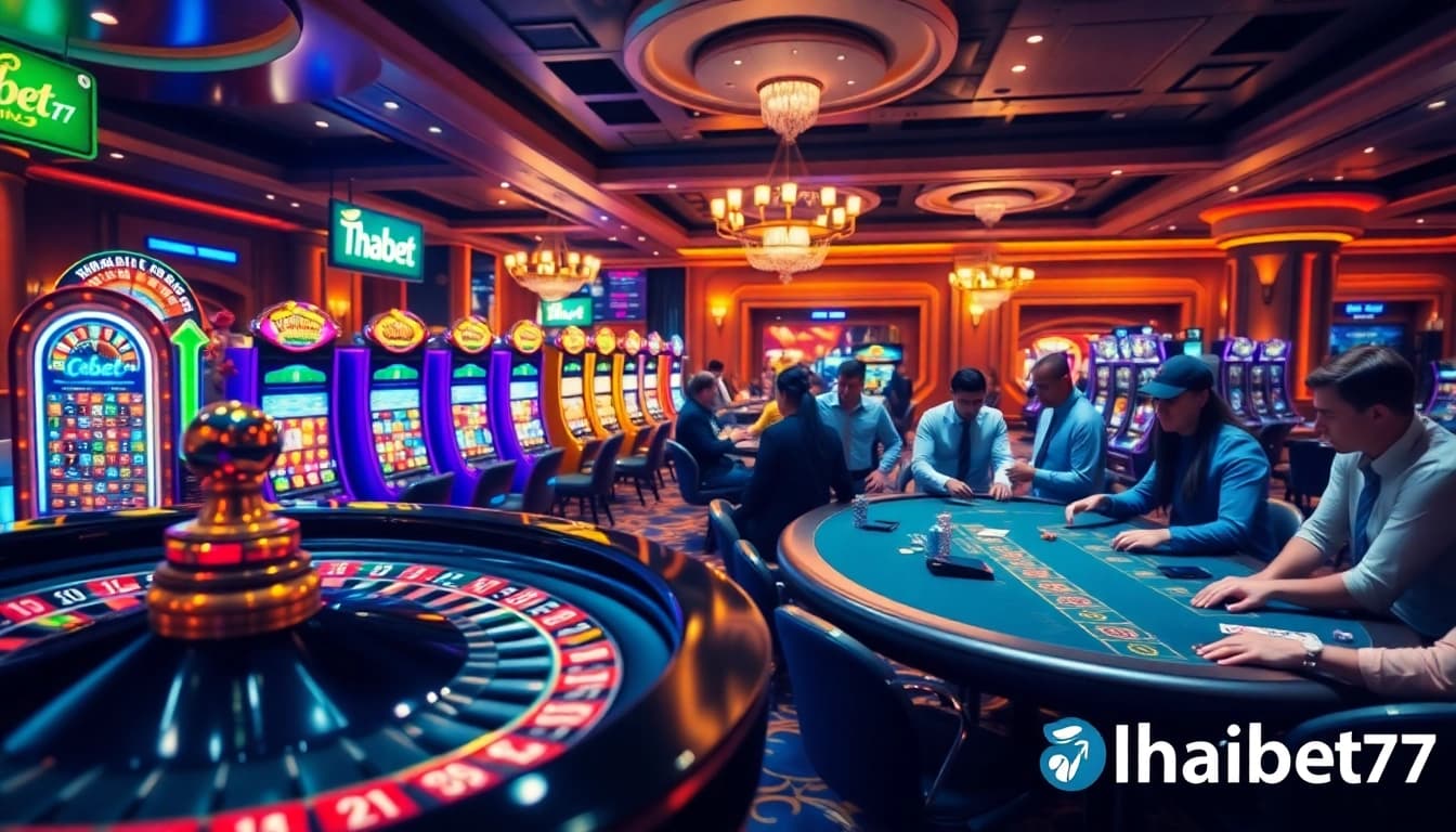 Experience thrilling gameplay at Thabet77 with vibrant casino visuals and interactive gaming elements.