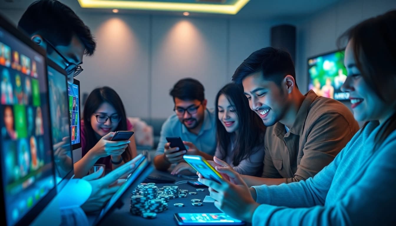 nk88 users engaged in an exciting online gaming experience on multiple devices