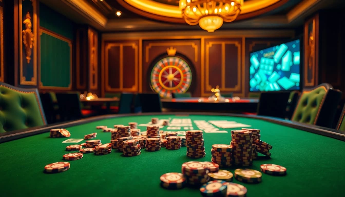 Experience the thrill of high-stakes poker at lc88.video/ with elegant chips and cards.