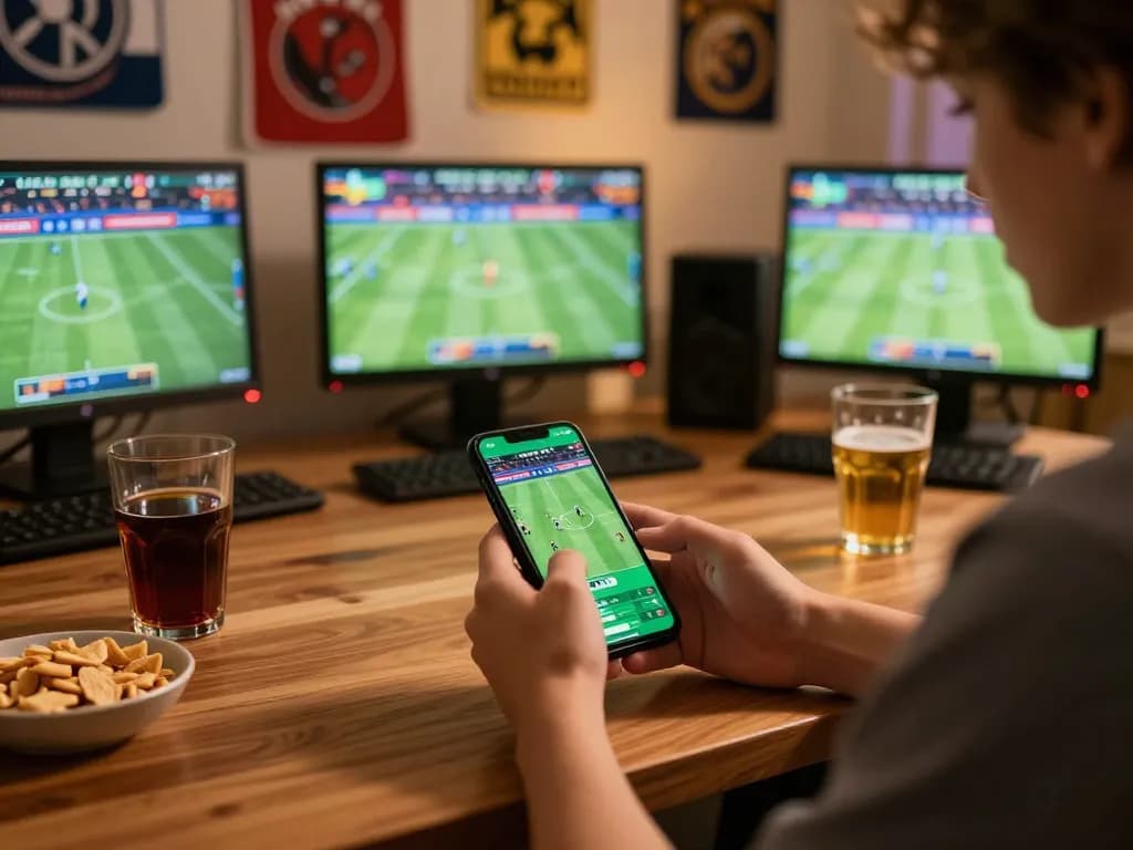 bettor placing bets using CM88 mobile app during thrilling sports event