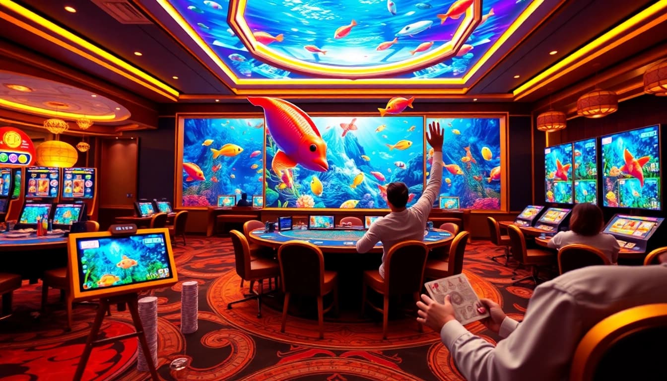 Engaging gameplay of bắn cá đổi thưởng featuring vibrant fish and immersive casino elements.
