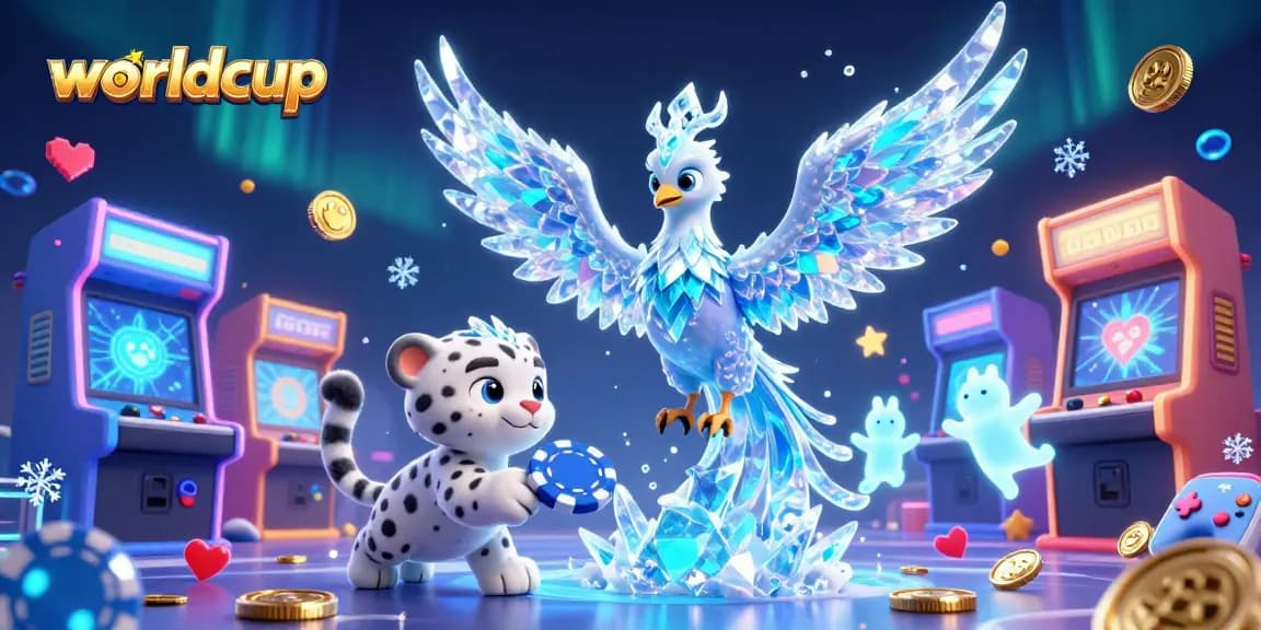 Bet on the worldcup experience with an energetic, colorful 3D casino scene filled with vibrant characters and gaming elements.
