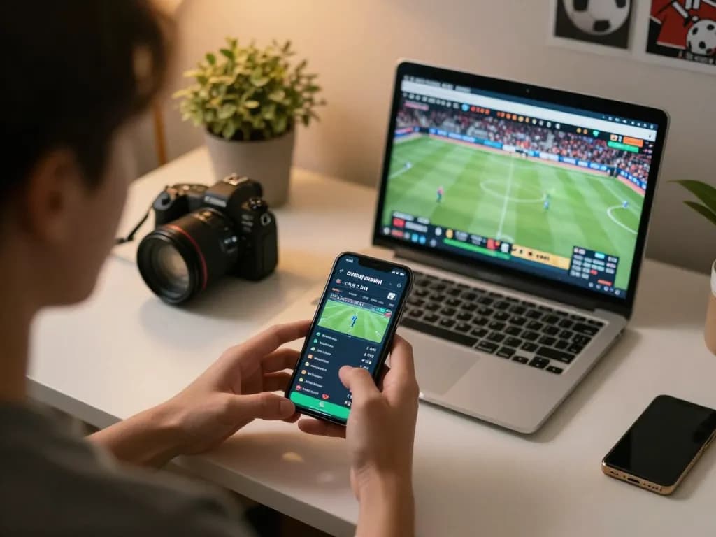 Engaging in online sports betting with LINK DA88 on smartphone, capturing real-time betting excitement