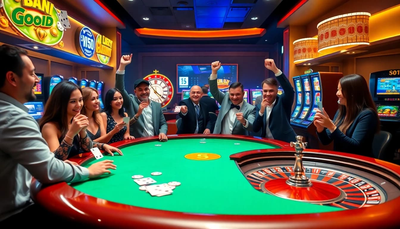 Good88 players enjoying a lively poker table with chips and cards.